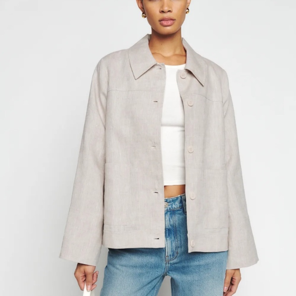 Reformation Christopher Beige Linen Jacket / M